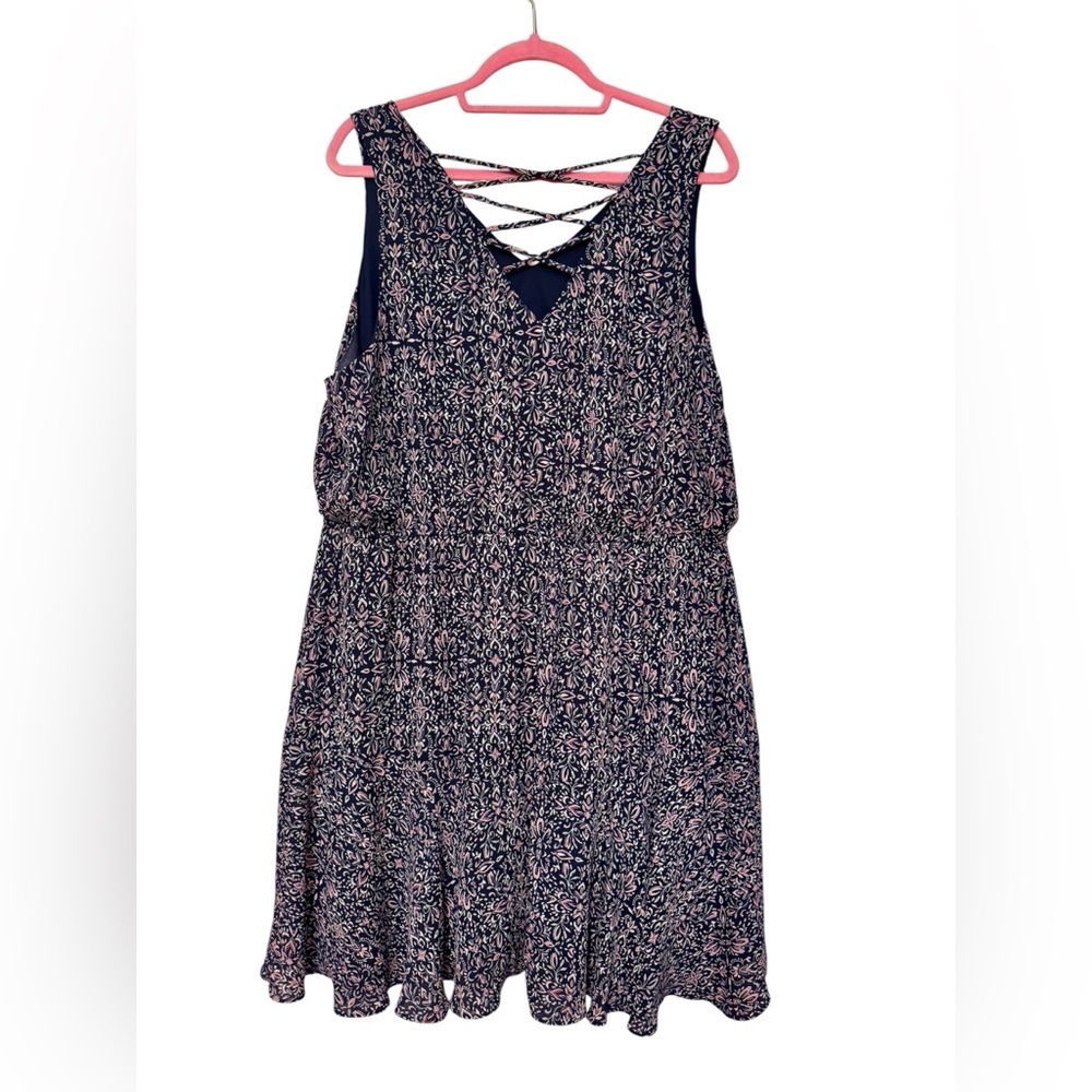 Maurices Sleeveless Dress Blue with Floral Design - Picture 3 of 4